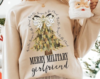 Military Girlfriend Sweatshirt, Christmas Tree Military Gf Pullover, Proud Army Girlfriend Sweater, Comfort Colors Military Girlfriend Gift