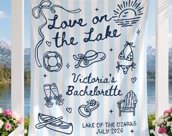 Love On The Lake Bachelorette Party Banner, Lake Bach Party Tapestry, Lakeside Bachelorette Weekend Backdrop,