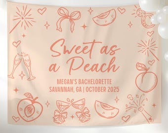Peach Bachelorette Party Banner, Peachy Bridal Shower Welcome Sign, Personalized Bachelorette Banner,