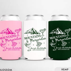 Mountains and Margaritas Can Cooler, Personalized Party Favors, Camping Drink Holder