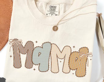 Comfort Colors Mama Shirt, New Mom T-shirt, Seersucker Style Mama Tshirt, Trendy Tee for Mom, Gift For Mom, Mothers Day Gift, Cute Mom Shirt