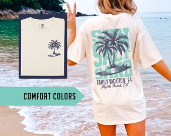 Comfort Colors Custom Family Beach Shirts Personalized Matching Group Vacation TShirt Girls Trip Beach Bachelorette Oversized Tee