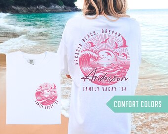 Comfort Colors Custom Family Beach Shirts Custom Matching Couple Vacation T-shirt Girls Trip Beach Bachelorette Custom Birthday Beach Shirts