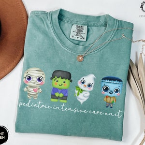 PICU Nurse Halloween Shirt, Pediatric Intensive Care Unit Halloween Tee, Comfort Colors Halloween Tshirt for Pediatric Nurse Gift Cute