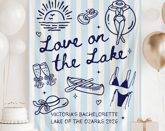 Love On The Lake Bachelorette Party Banner, Lake Bach Party Tapestry, Lakeside Bachelorette Weekend Backdrop,