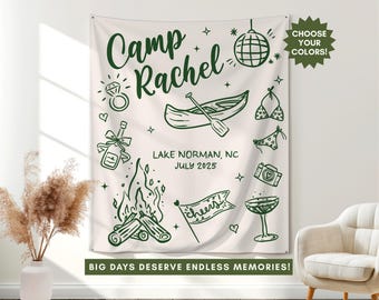Custom Camp Bachelorette Banner, Bachelorette Party Photo Backdrop, Lake Bachelorette Sign, Camp Bach Flag, Hiking Bachelorette Tapestry