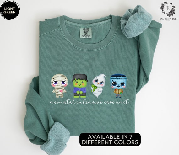 Comfort Colors® Halloween NICU Nurse Sweatshirt, Halloween Nurse Sweater, Neonatal ICU Nurse Halloween Crewneck Pullover, Cute NICU Sweater