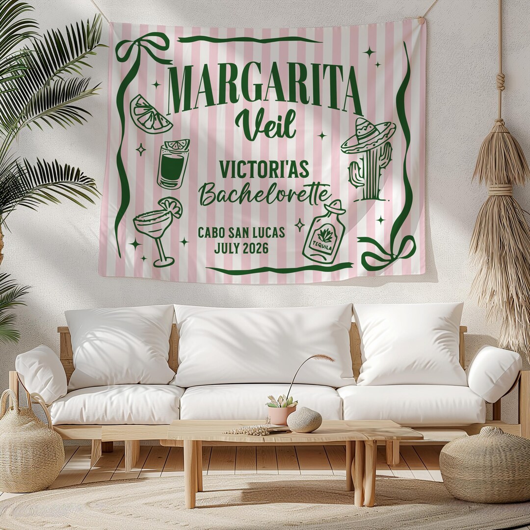 Mexican Themed Bachelorette Banner, Margarita Veil Bach Party Tapestry ...