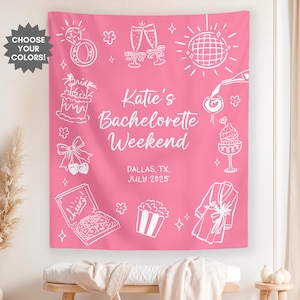 Custom Bachelorette Banner, Pajama Bachelorette Party Sign, Bachelorette Photo Backdrop, Girls Weekend Party Decor, Pink Bachelorette Party
