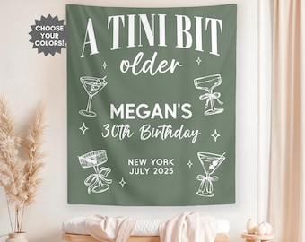 Birthday Party Banner, Custom Martini Birthday Banner, Personalized Birthday Sign, Martini Party Wall backdrop, Birthday Wall Hanging