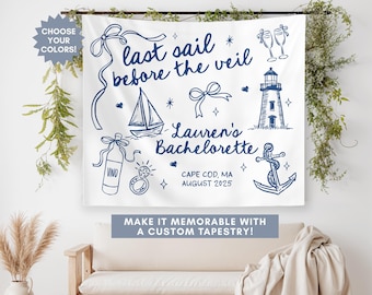 Bachelorette Banner, Last Sail Before the Veil Bachelorette Sign, Sailing Theme Bachelorette, Coastal Bachelorette Backdrop, Beach Bach Sign