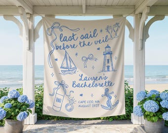 Bachelorette Banner, Last Sail Before the Veil Bachelorette Sign, Sailing Theme Bachelorette, Coastal Bachelorette Backdrop, Beach Bach Sign