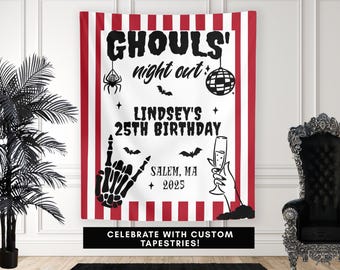 Halloween Birthday Banner, Bachelorette Party Halloween Decor, Spooky Party Banner, Haunted Birthday Sign, Custom Halloween Party Backdrop
