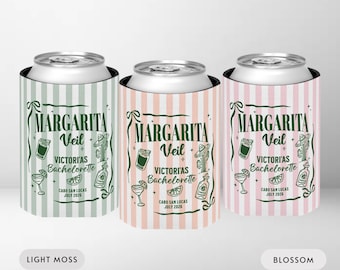 Margarita Veil Bachelorette Can Coolers, Personalized Mexico Bach Can Sleeves, Fiesta Bachelorette Party Favors