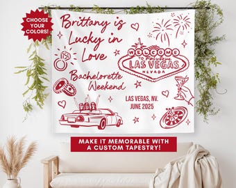 Vegas Bachelorette Banner, Custom Bachelorette Party Decor, Vegas Bridal Shower Photo Backdrop, Engagement Party Sign, Casino Theme Tapestry