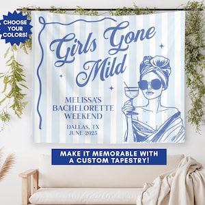 Custom Bachelorette Banner, Girls Gone Mild Bachelorette Party Tapestry, Bachelorette Photo Backdrop, Girls Weekend Party Decor Custom