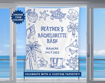 Beach Bachelorette Banner, Personalized Bachelorette Party Tapestry, Hawaii Bachelorette Photo Backdrop, Coastal Bachelorette Party Decor