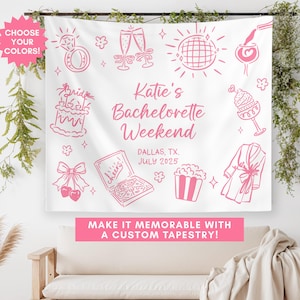 Custom Bachelorette Banner, Pajama Bachelorette Party Sign, Bachelorette Photo Backdrop, Girls Weekend Party Decor, Pink Bachelorette Party