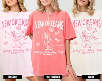 Custom Birthday Shirts, Personalized Comfort Colors New Orleans Birthday T-shirt, Matching Nola Group Shirts, Custom Girls Trip Tshirts