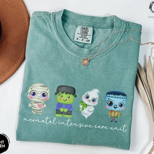 Comfort Colors® Halloween NICU Nurse Shirt, Neonatal ICU Nurse T-shirt, New NICU Halloween Nurse Gift, Cute Monster Tee for Baby Nurse
