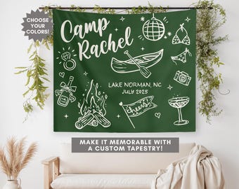 Custom Camp Bachelorette Banner, Bachelorette Party Photo Backdrop, Lake Bachelorette Sign, Camp Bach Flag, Hiking Bachelorette Tapestry