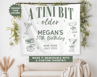 Birthday Party Banner, Custom Martini Birthday Banner, Personalized Birthday Sign, Martini Party Wall backdrop, Birthday Wall Hanging