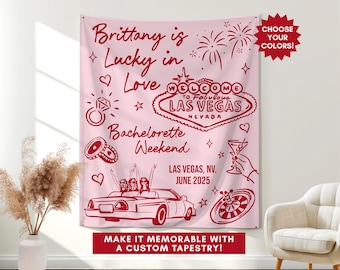Vegas Bachelorette Banner, Custom Bachelorette Party Decor, Vegas Bridal Shower Photo Backdrop, Engagement Party Sign, Casino Theme Tapestry
