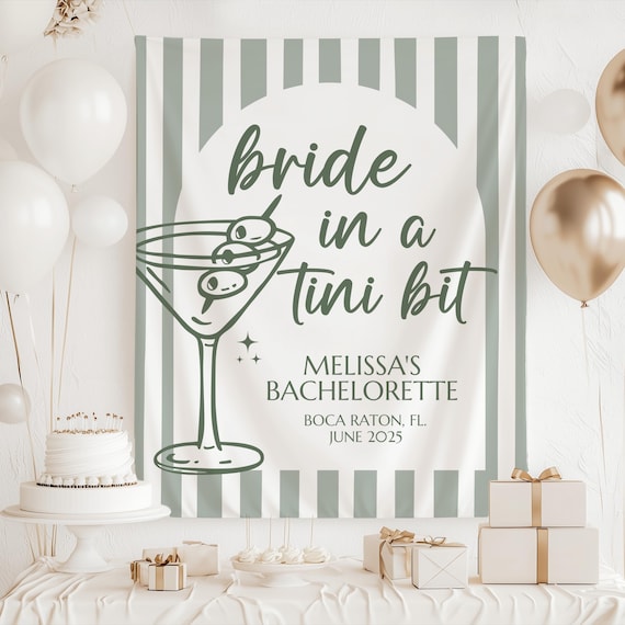 Bachelorette Banner, Bridal Shower Backdrop, Bachelorette Party Decor, Bridal Shower Banner, Martini Bachelorette Party Decor, Martini Bach