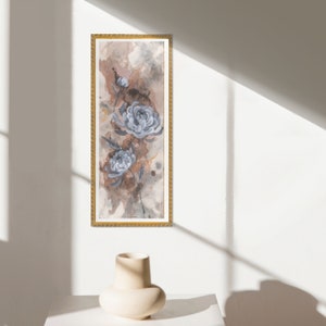 Japanese Wall Art· Neutral Wall Art · Japanese Art Print, Japandi Decor, Asian Flower Print, White Flower Painting, Narrow painting