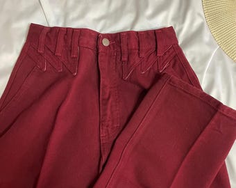 Wine Rare Sample 26"x34" Dead Stock Roper Bareback jeans NFR Rockies 90s country 80s vintage denim Western Ethics Rodeo Vintage mom jeans