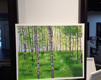 Birch forest painting