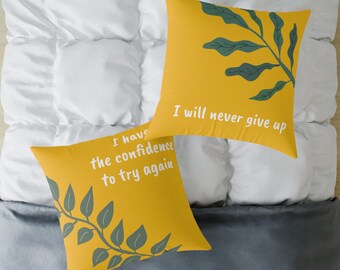 Square Poly Canvas Pillow with Positive words