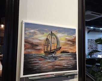 Boat on ocean art