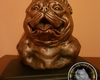 Amerikanische Bully-Skulptur in Lebensgröße, amerikanischer Bully-Kopf in Originalgröße