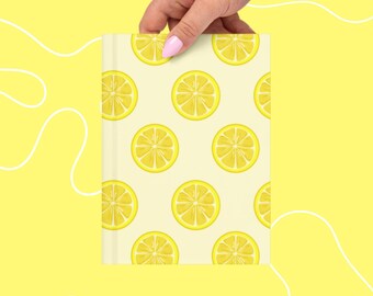 Inbunden citronjournal: Anteckningsbok med citrusfrukter, 150 linjerade sidor