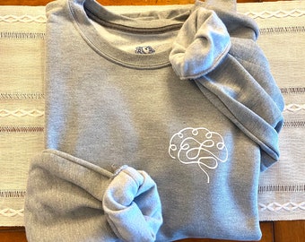 Sudadera de cuello redondo con vinilo de cerebro: Regalo de neurología