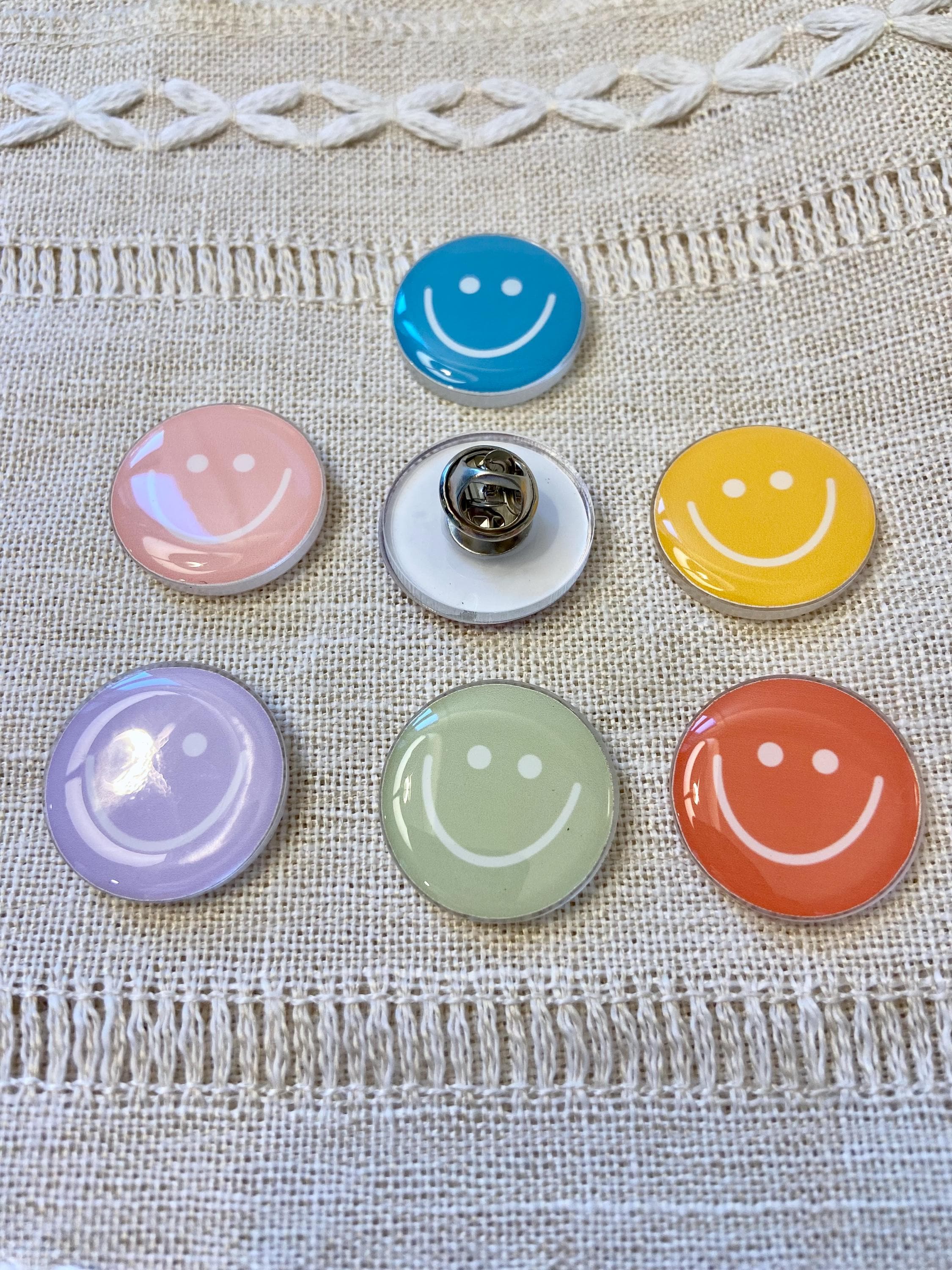Sticker Smiley Pin Smiley Face Pin: Colorful Smileys, Pin for Work Jackets or Lanyards - Etsy