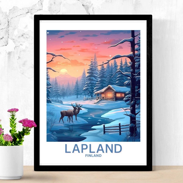 Lapland Printable Poster, Lapland Print, Digital Download, Lapland Travel, Finland Poster Print