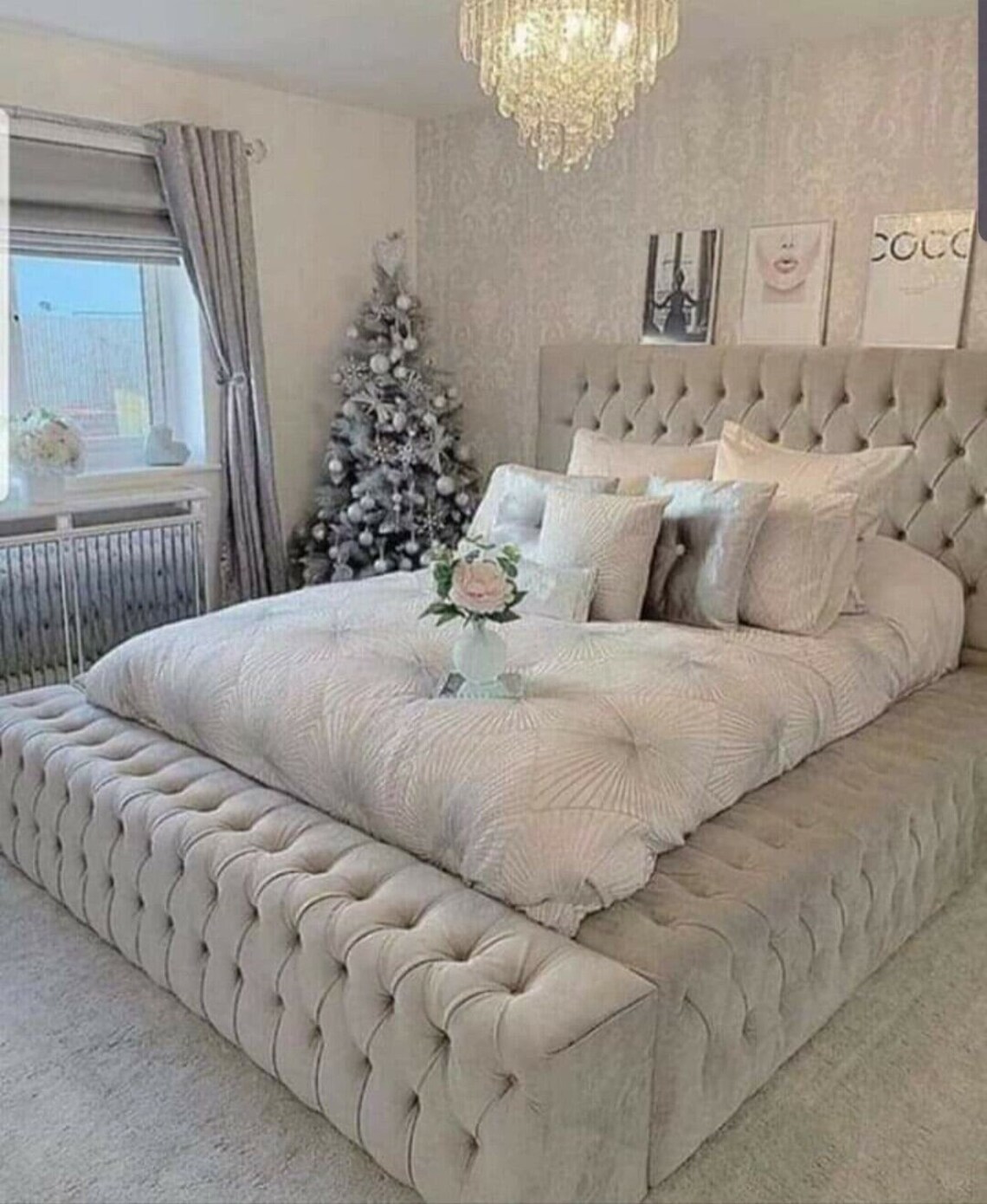 King Bed Frame, Hugo Chesterfield Wingback Studded, 5ft Bed Frame