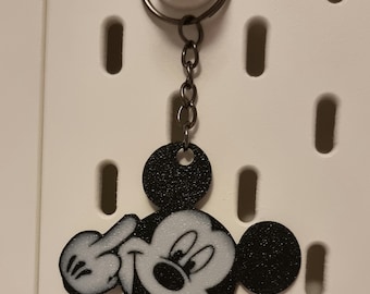 Mickey mouse middle finger keyring