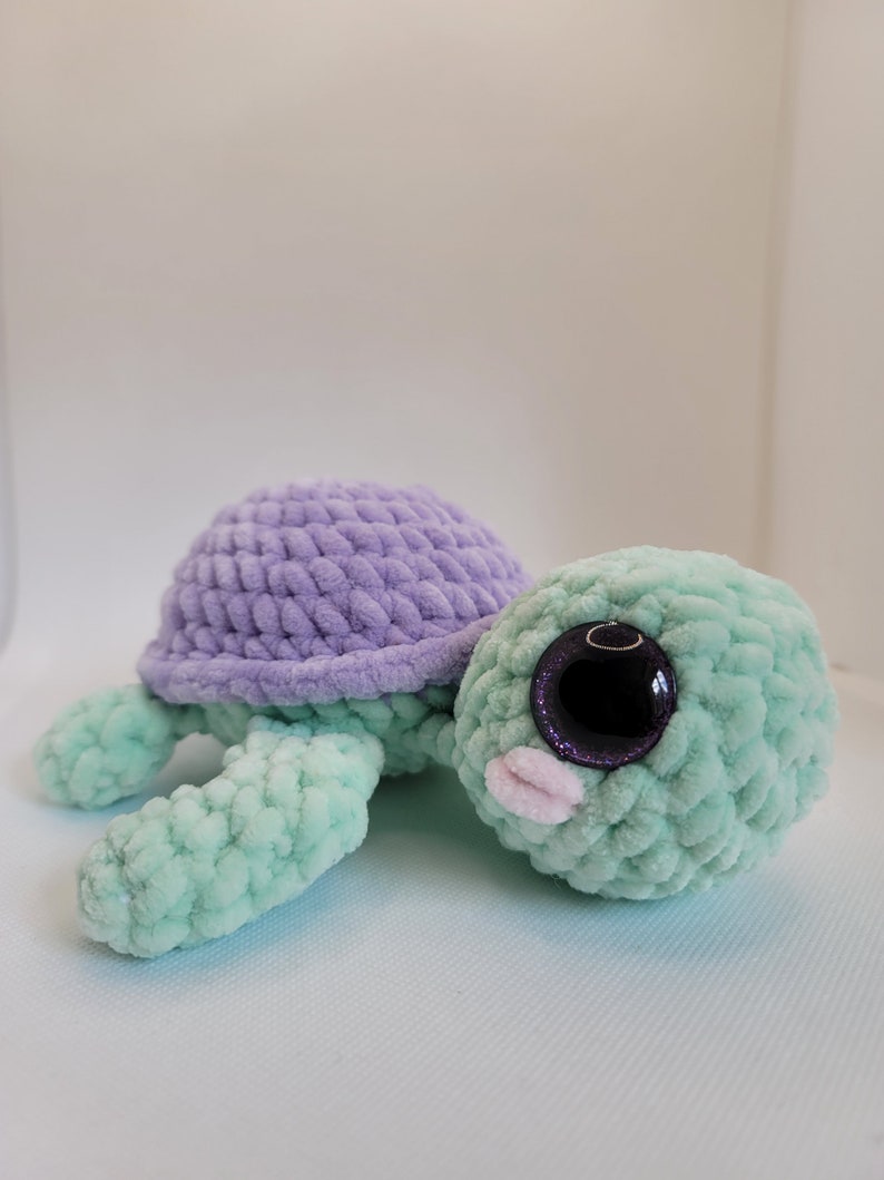 Crochet Sea Turtle, Crochet Pink Turtle, Amigurumi Lavender and Green Turtle, Flower Plushie Sea turtle, Crochet plushie turtle image 2