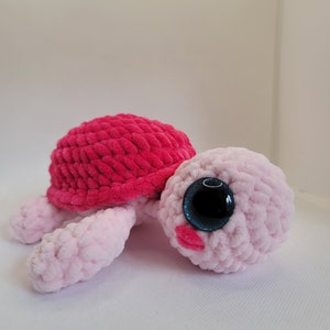 Crochet Sea Turtle, Crochet Pink Turtle, Amigurumi Lavender and Green Turtle, Flower Plushie Sea turtle, Crochet plushie turtle image 3