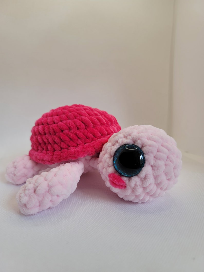 Crochet Sea Turtle, Crochet Pink Turtle, Amigurumi Lavender and Green Turtle, Flower Plushie Sea turtle, Crochet plushie turtle image 3