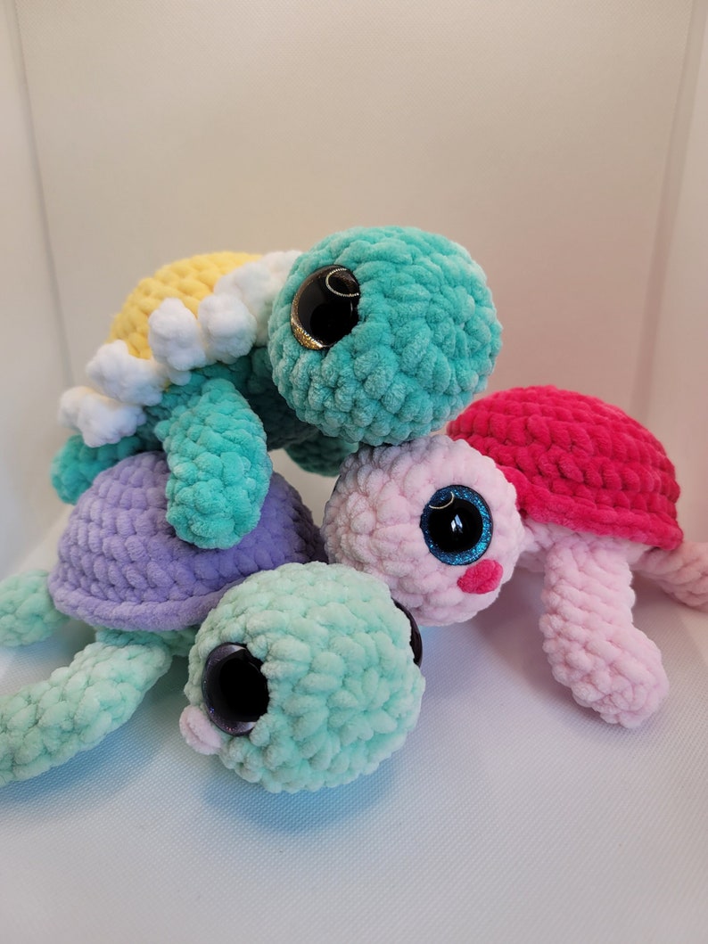 Crochet Sea Turtle, Crochet Pink Turtle, Amigurumi Lavender and Green Turtle, Flower Plushie Sea turtle, Crochet plushie turtle image 1