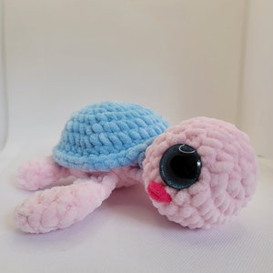 Crochet Sea Turtle, Crochet Pink Turtle, Amigurumi Lavender and Green Turtle, Flower Plushie Sea turtle, Crochet plushie turtle image 6