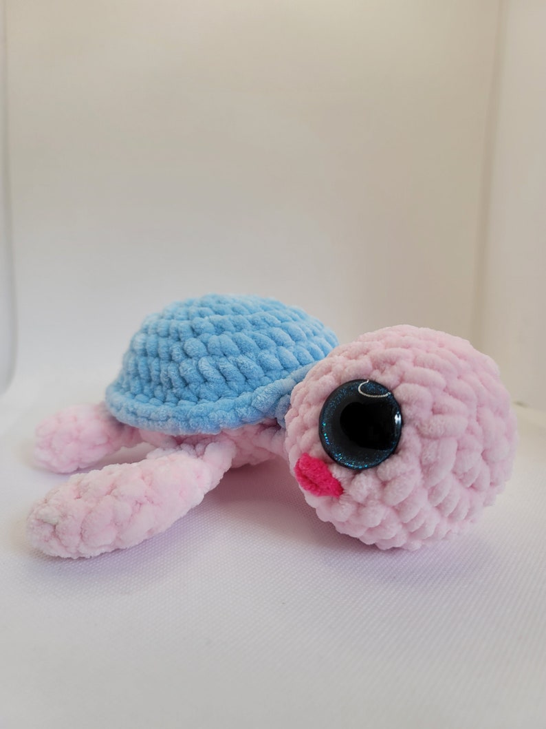 Crochet Sea Turtle, Crochet Pink Turtle, Amigurumi Lavender and Green Turtle, Flower Plushie Sea turtle, Crochet plushie turtle image 6