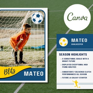 Carte à collectionner de football à collectionner personnalisable classique Marine et Or | Modèle Canva modifiable | Fichier numérique à téléchargement instantané DIY