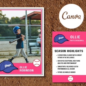 1980s-Style Ballcap Customizable Baseball Trading Card Yellow and Red | Editable Canva Template | DIY Instant Download Digital File
