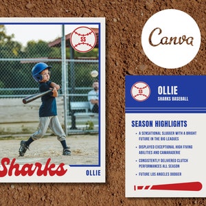 Script personalizzabile Little League Baseball Trading Card / modello Canva modificabile / stile retrò / file digitale download immediato fai da te