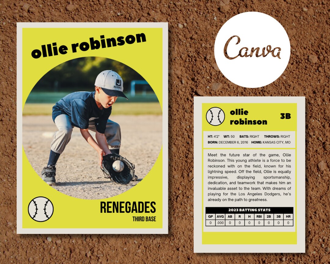 1950s-style Baseball Trading Card Template | Customizable Collectible ...
